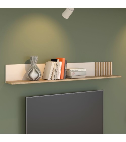 Mensola d'appoggio Neutra in colore cashmere e rovere con dettaglio cannettato