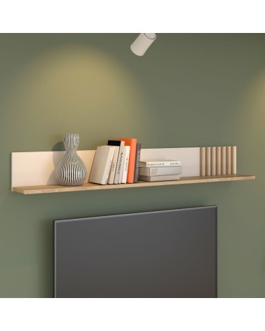 Mensola d'appoggio Neutra in colore cashmere e rovere con dettaglio cannettato