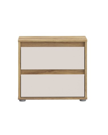 Comodino Neutra 2 cassetti con struttura rovere e frontali cassetti cashmere