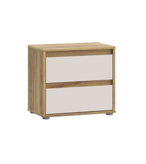 Comodino Neutra 2 cassetti con struttura rovere e frontali cassetti cashmere