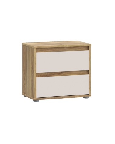 Comodino Neutra 2 cassetti con struttura rovere e frontali cassetti cashmere