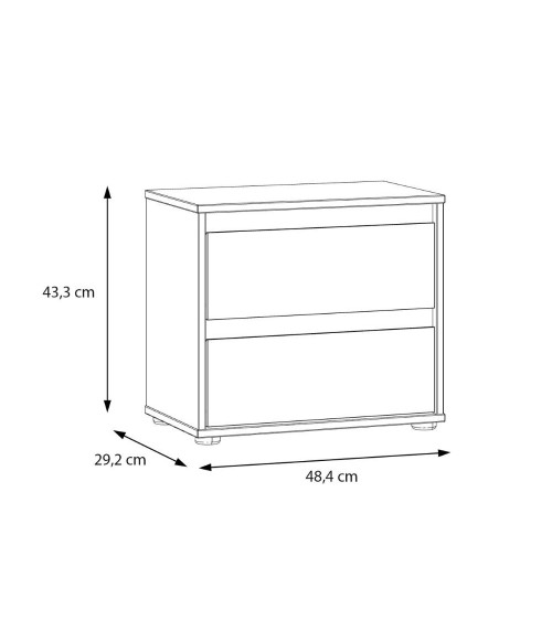 Comodino Neutra 2 cassetti con struttura rovere e frontali cassetti cashmere