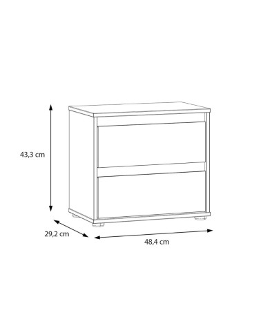 Comodino Neutra 2 cassetti con struttura rovere e frontali cassetti cashmere