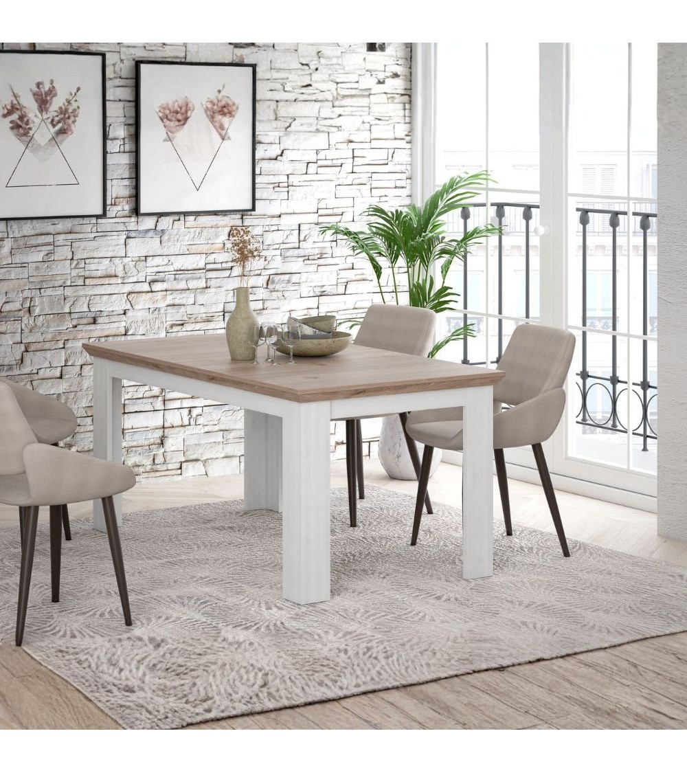 Tavolo allungabile Forma con piano in rovere e struttura bianca