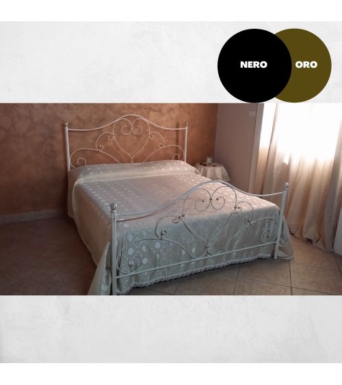 Letto matrimoniale Papavero ferro battuto nero oro