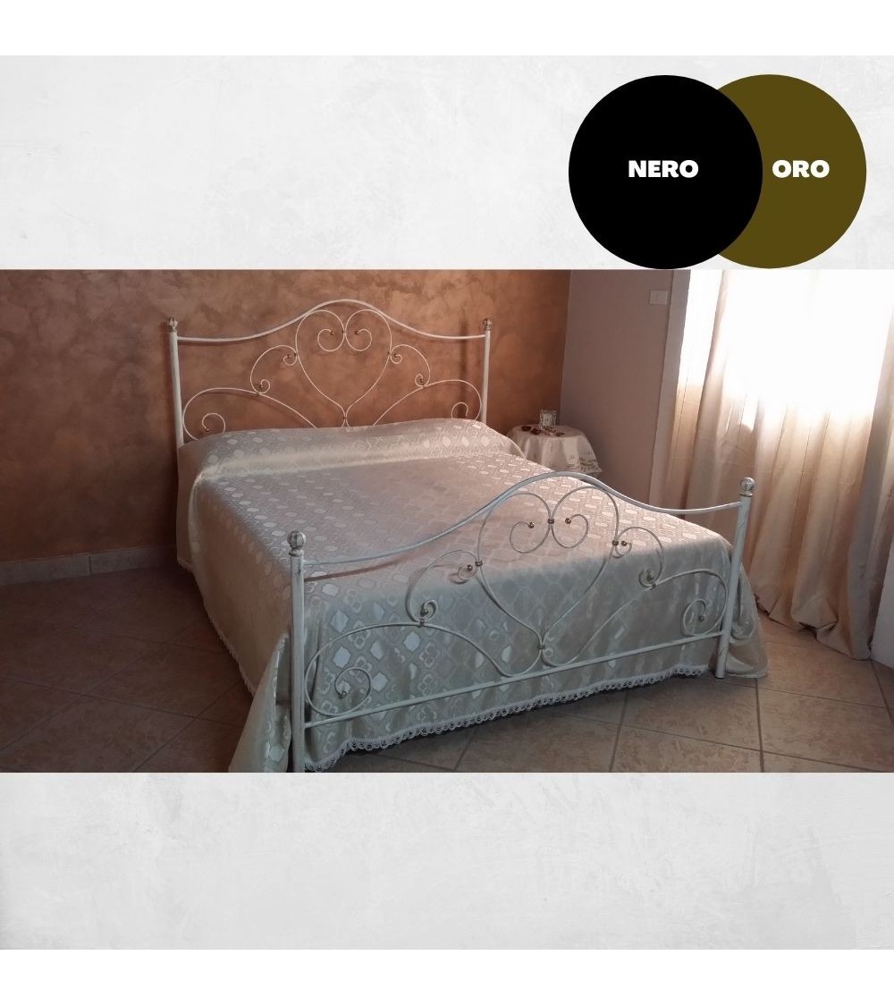 Letto matrimoniale Papavero ferro battuto nero oro
