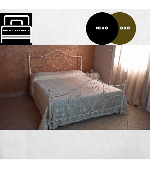 Letto una piazza e mezza Papavero ferro battuto nero oro