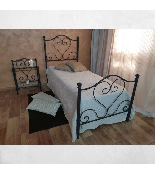 Letto singolo Papavero ferro battuto nero oro