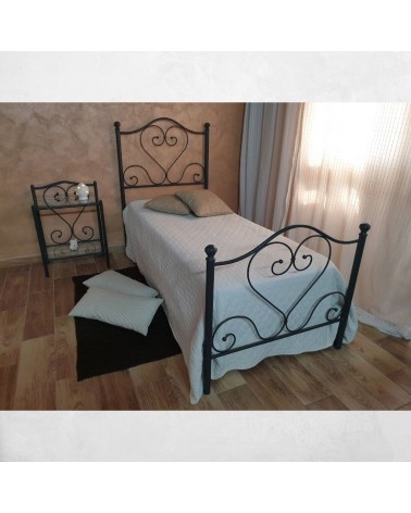 Letto singolo Papavero ferro battuto nero oro