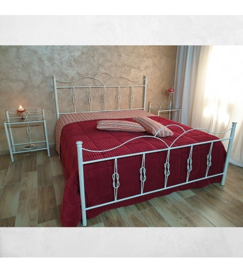 Letto matrimoniale Primula ferro battuto bianco oro