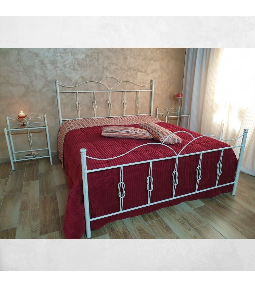 Letto matrimoniale Primula ferro battuto bianco oro