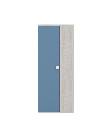 Armadio ad angolo 5 ante in colore bianco consumato e celeste