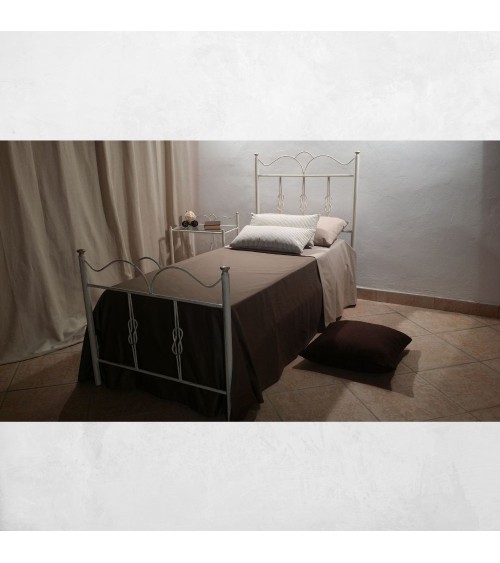 Letto singolo Primula ferro battuto bianco oro