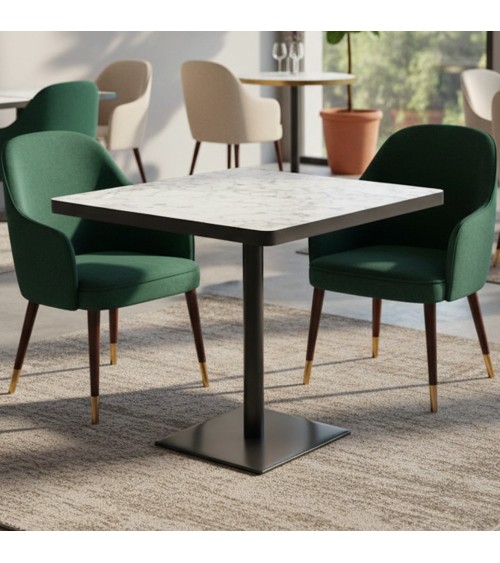 Tavolo quadrato Key 80x80 base nera e piano effetto marmo