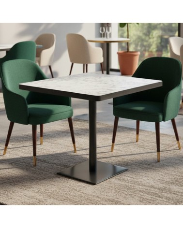 Tavolo quadrato Key 80x80 base nera e piano effetto marmo