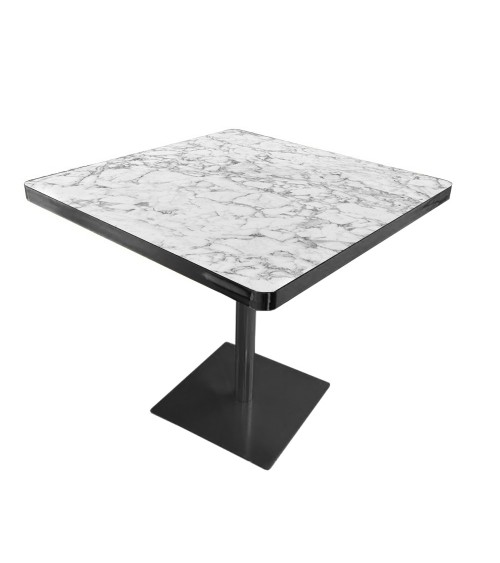 Tavolo quadrato Key 80x80 base nera e piano effetto marmo
