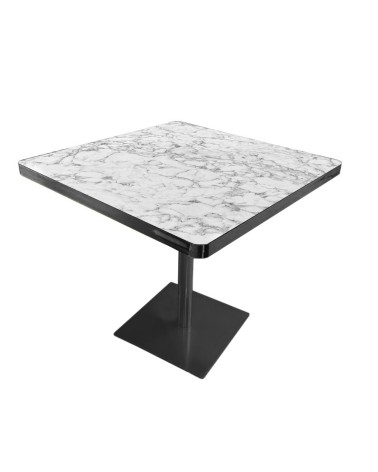 Tavolo quadrato Key 80x80 base nera e piano effetto marmo