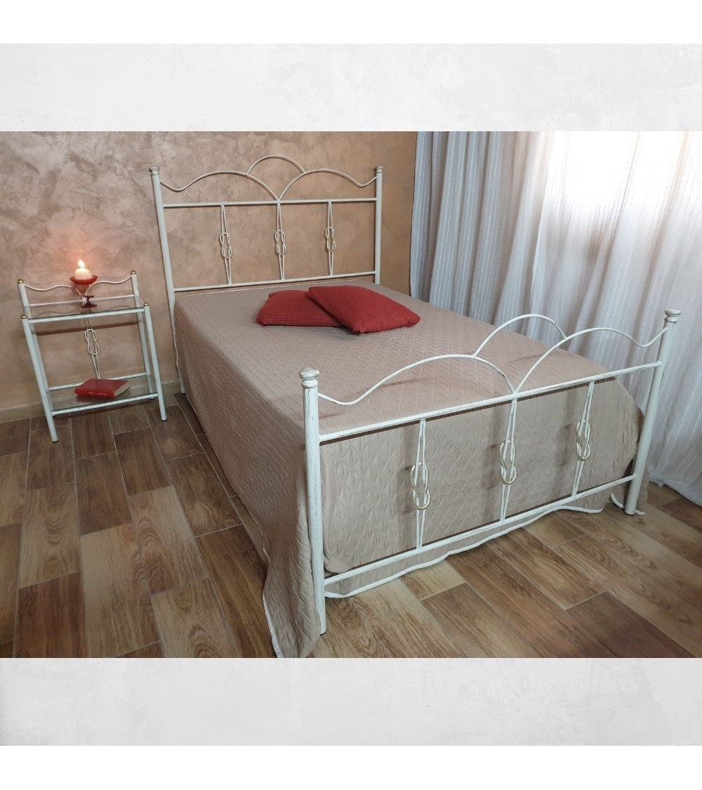 Letto una piazza e mezza Primula ferro battuto bianco oro