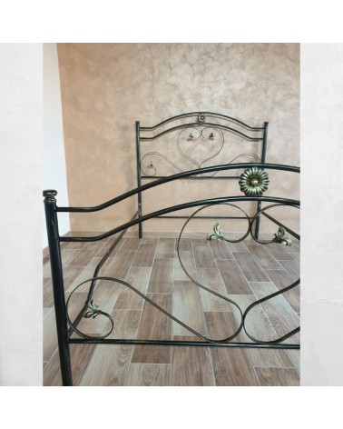 Letto matrimoniale Ginestra ferro battuto nero oro