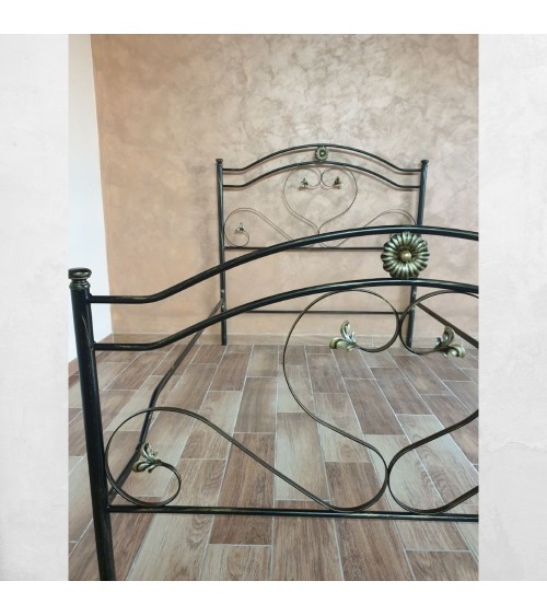 Letto una singolo Ginestra ferro battuto nero oro