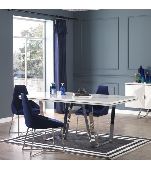 Tavolo Enzio bianco laccato lucido 185x95x78h