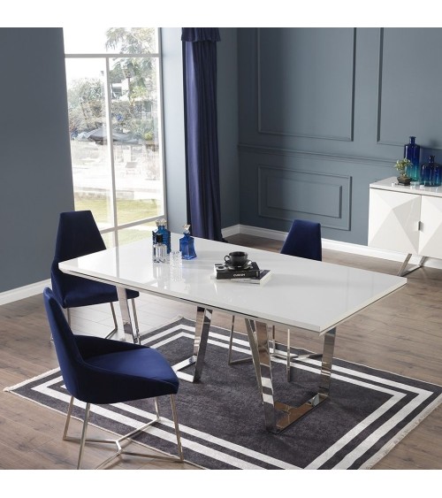 Tavolo Enzio bianco laccato lucido 185x95x78h