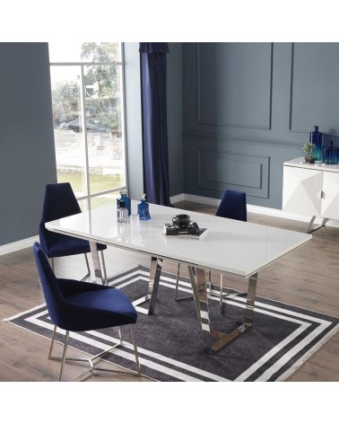 Tavolo Enzio bianco laccato lucido 185x95x78h