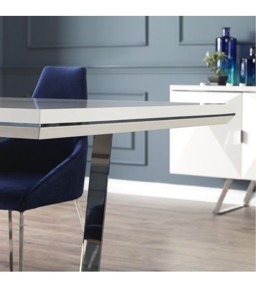 Tavolo Enzio bianco laccato lucido 185x95x78h