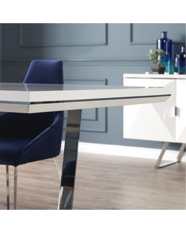 Tavolo Enzio bianco laccato lucido 185x95x78h