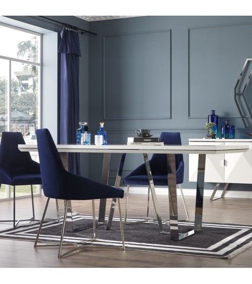 Tavolo Enzio bianco laccato lucido 185x95x78h