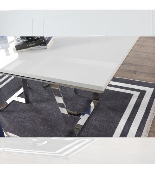 Tavolo Enzio bianco laccato lucido 185x95x78h