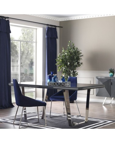 Tavolo Enzio grigio laccato lucido 185x95x78h