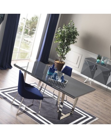 Tavolo Enzio grigio laccato lucido 185x95x78h