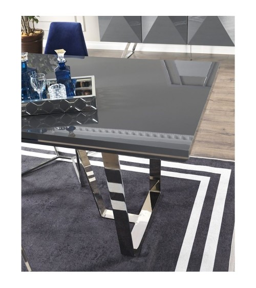 Tavolo Enzio grigio laccato lucido 185x95x78h