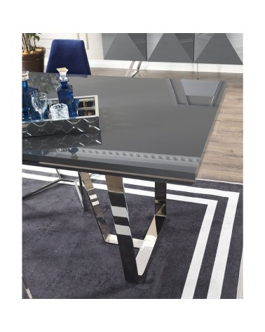 Tavolo Enzio grigio laccato lucido 185x95x78h