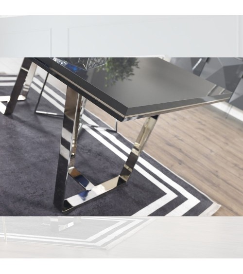 Tavolo Enzio grigio laccato lucido 185x95x78h