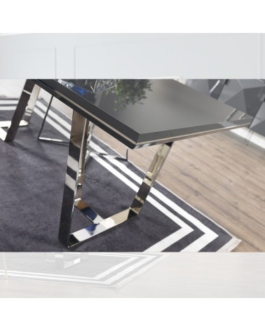 Tavolo Enzio grigio laccato lucido 185x95x78h
