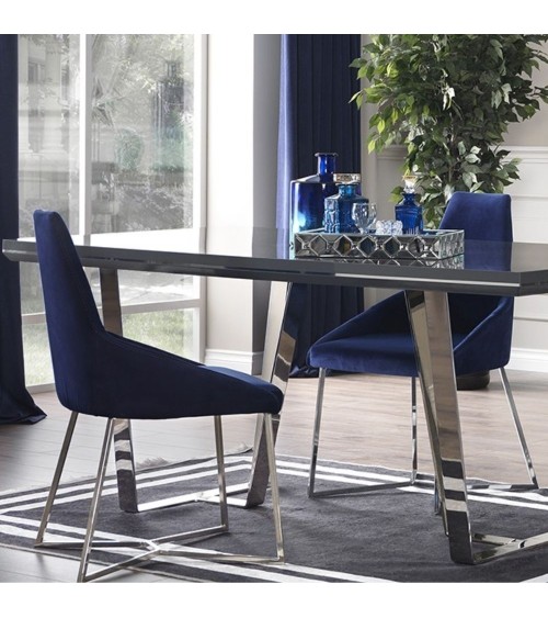 Sedia Enzio tessuto blu parliament set 2 pezzi