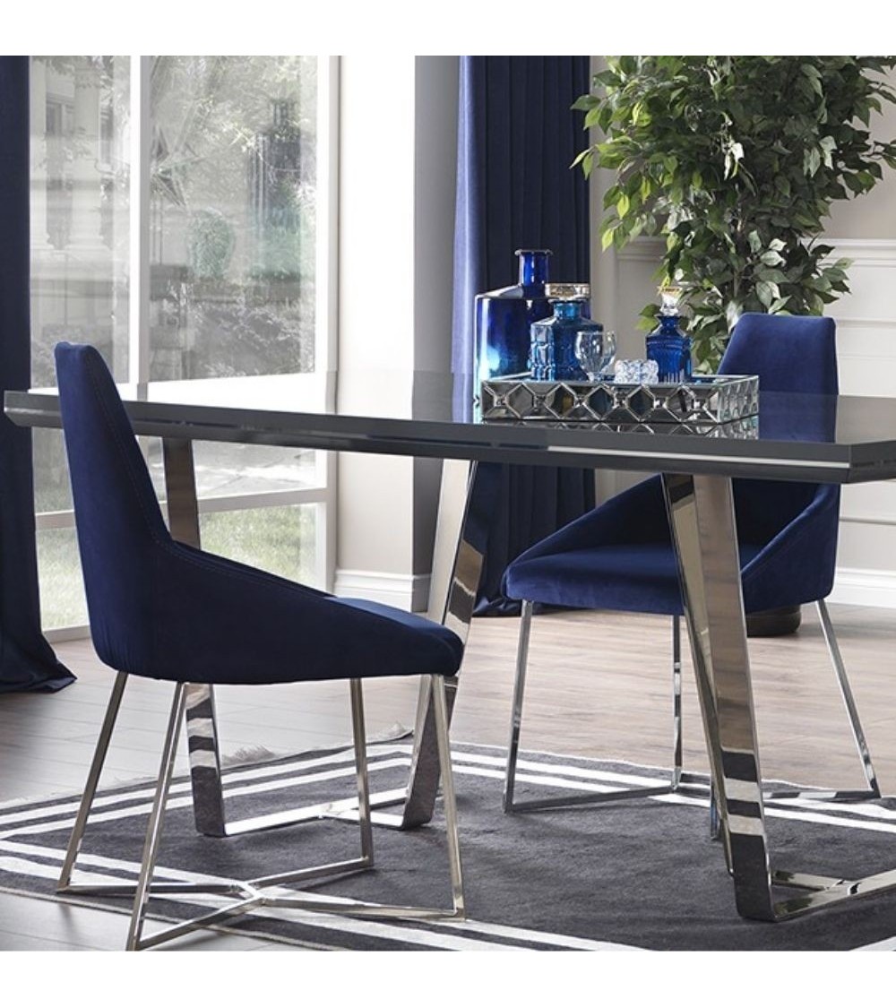 Sedia Enzio tessuto blu parliament set 2 pezzi