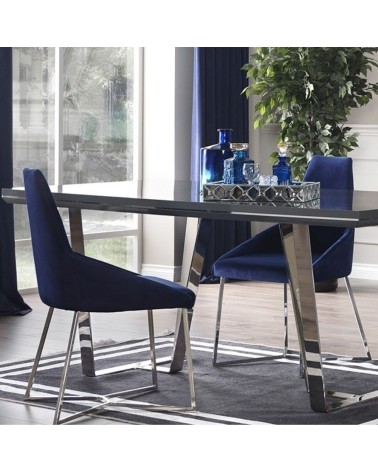 Sedia Enzio tessuto blu parliament set 2 pezzi