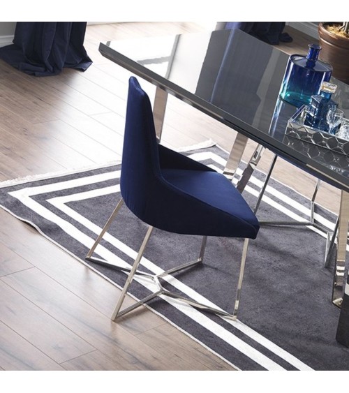 Sedia Enzio tessuto blu parliament set 2 pezzi