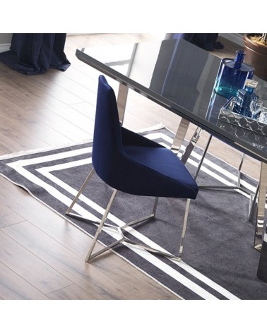 Sedia Enzio tessuto blu parliament set 2 pezzi