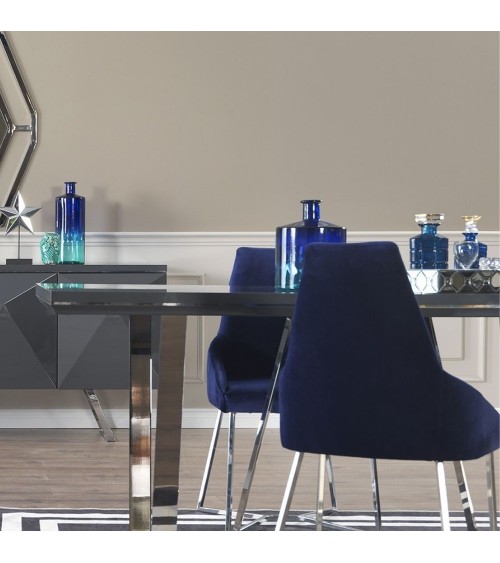 Sedia Enzio tessuto blu parliament set 2 pezzi