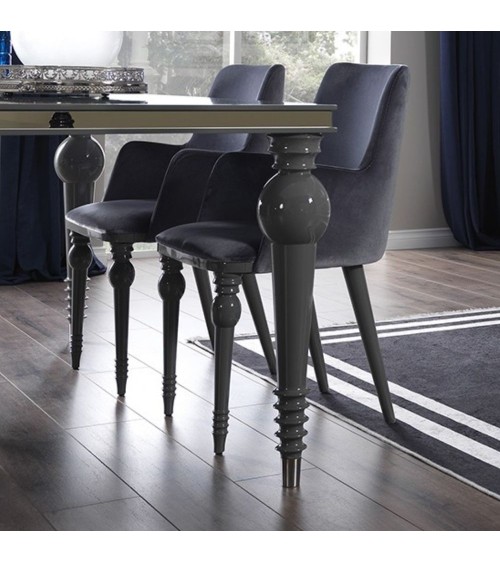Sedia Zen vellutino grigio e gambe in tinta 2 pezzi