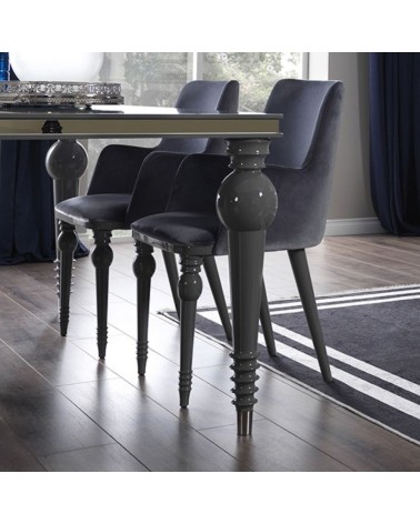Sedia Zen vellutino grigio e gambe in tinta 2 pezzi