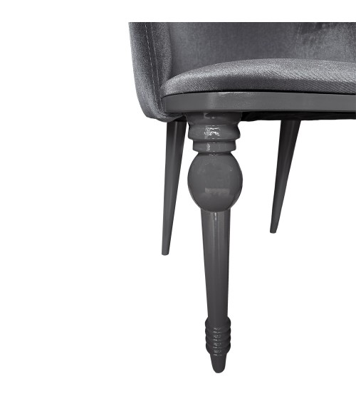 Sedia Zen vellutino grigio e gambe in tinta 2 pezzi