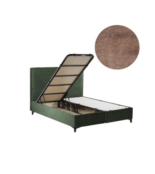 Letto matrimoniale contenitore Frame velluto tortora