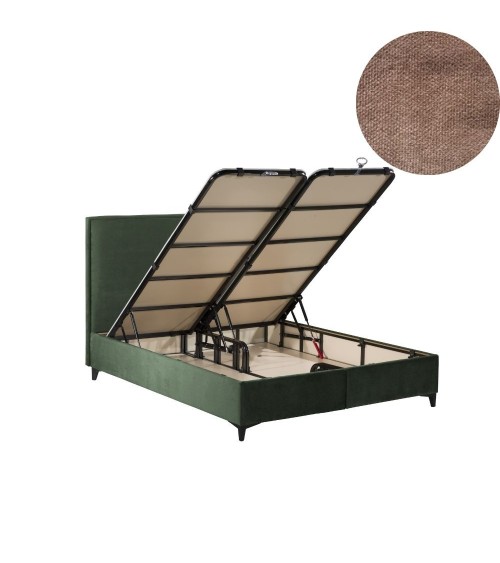 Letto matrimoniale contenitore Frame velluto tortora