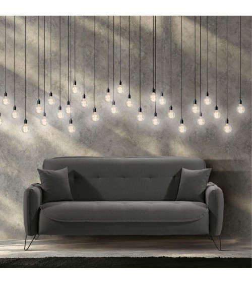 Divano Crown 3 posti ecopelle effetto nuvolato grigio 07-619  215x94x98h cm.