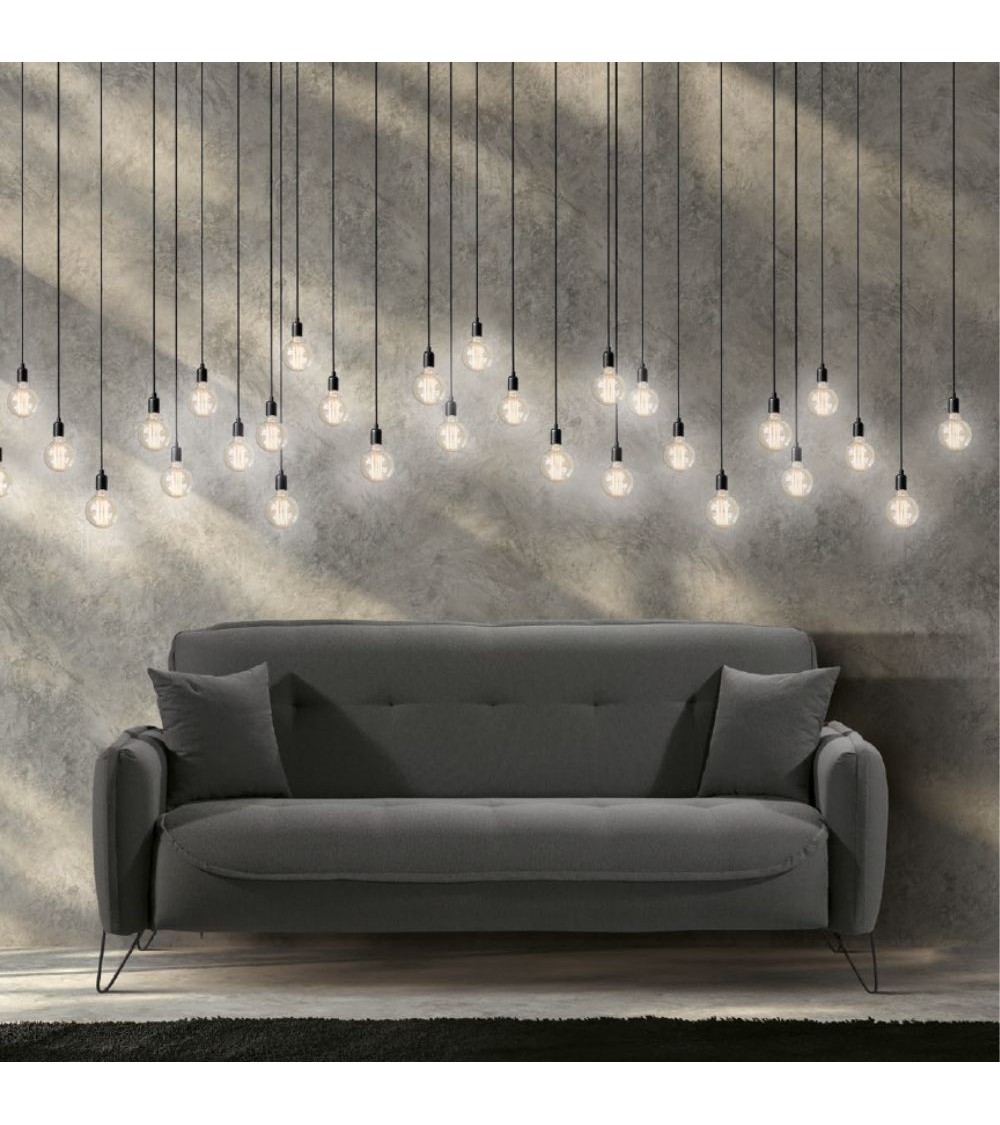 Divano Crown 3 posti ecopelle effetto nuvolato grigio 07-619  215x94x98h cm.